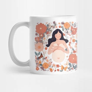 Pregnant Woman surrounded by flowers mothers day gift Mug